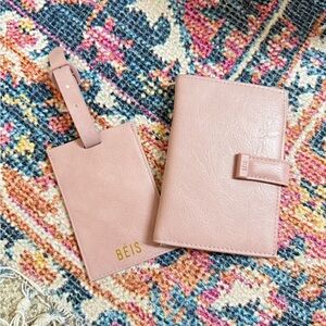 NWOT BEIS Blush Travel Set with Passport Cover & Luggage Tag